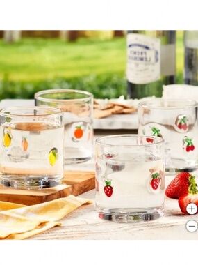 Pandex 14 oz Fruit Icon Glasses, Set of 4